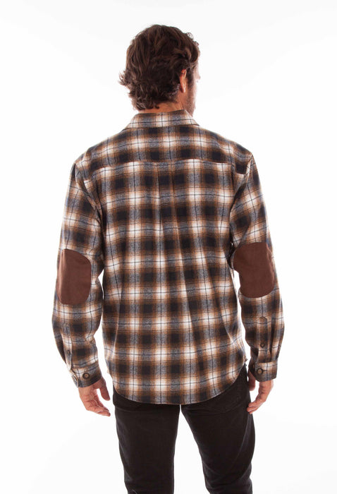 Scully Mens Brown/Black Wool Blend Plaid L/S Shirt