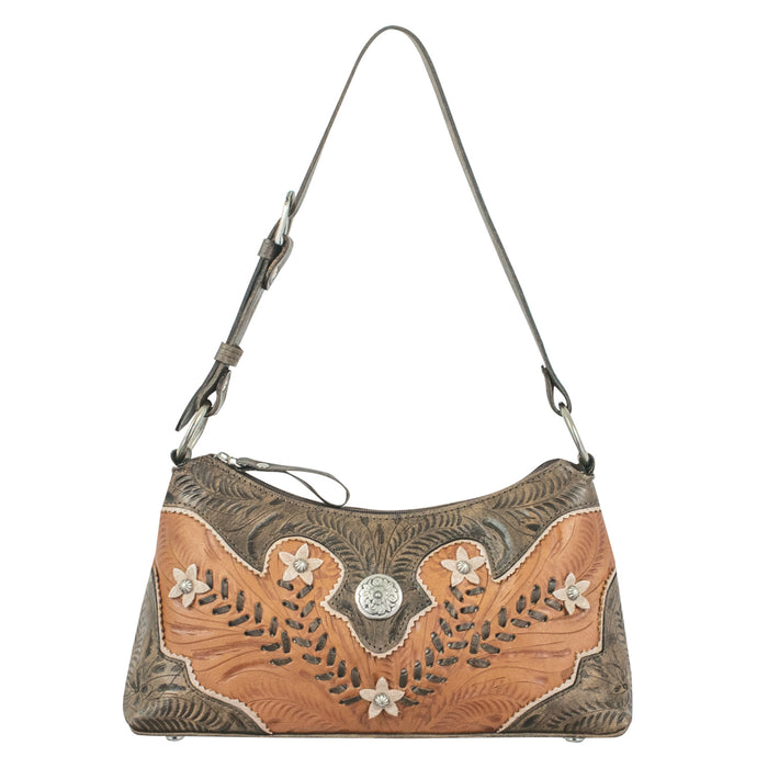 American West Womens Desert Wildflower Hobo Natural Tan Leather Handbag Bag