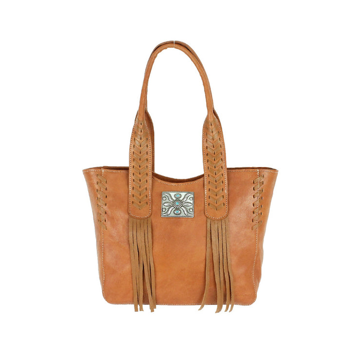 American West Womens Mohave Canyon Natural Tan Leather Shoulder Tote Bag