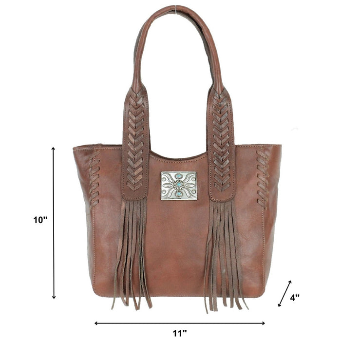 American West Womens Mohave Canyon Dark Brown Leather Shoulder Tote Bag
