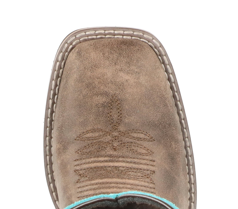 Smoky Mountain Boots Womens Rustic Rider Brown/Turquoise Leather Cowboy Boots