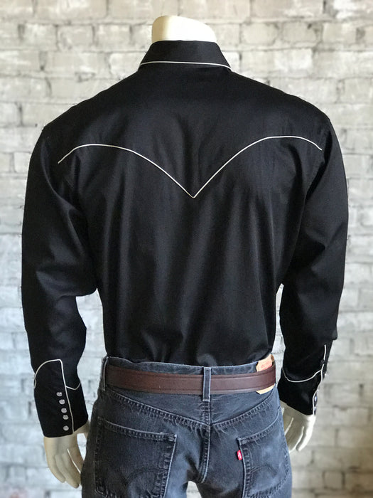 Rockmount Mens Black 100% Cotton Solid Vintage Western L/S Shirt