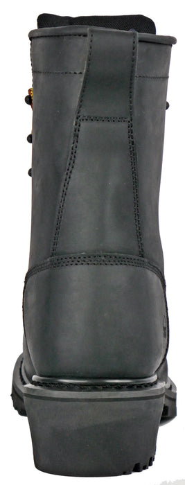 Hoss Boots Mens Cross Cut Logger Black Leather Work Boots
