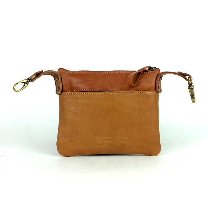 American West Womens Texas Rose 8in Natural Tan Leather Crossbody Bag