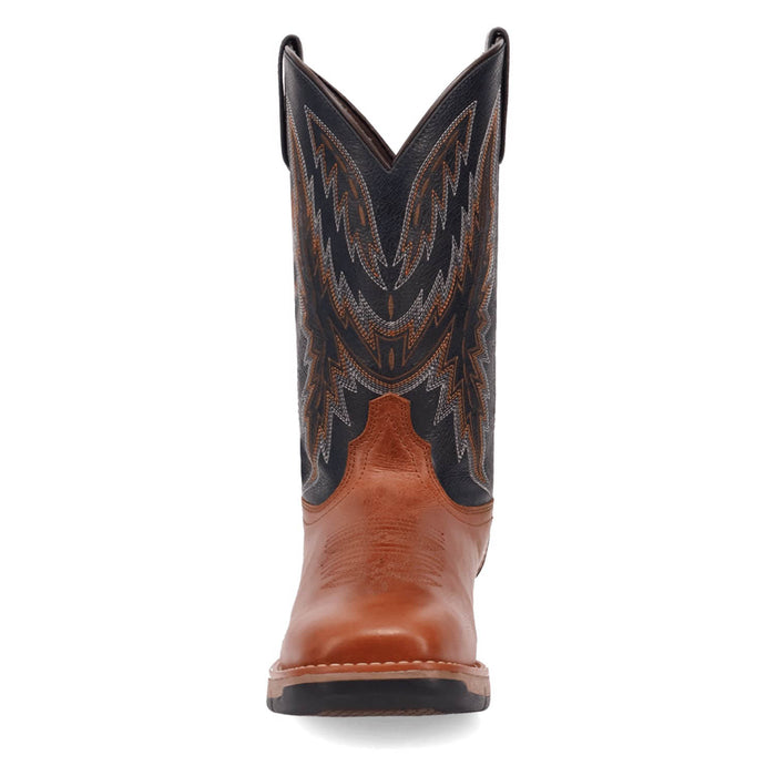Laredo Mens Vapor Cognac/Black Leather 11in Cowboy Boots