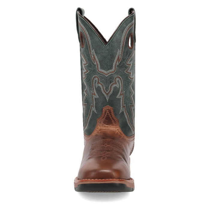 Laredo Mens Alloy Tan/Green Leather 11in Cowboy Boots