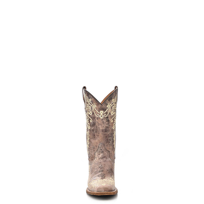 Corral Teen Embroidery Brown Cowhide Leather Cowgirl Boots