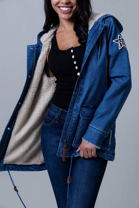 Kimes Ranch Womens AWA Light Wash Indigo Cotton Blend Cotton Jacket