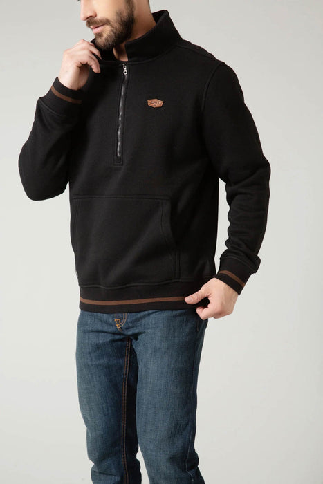 Kimes Ranch Mens Boxer Quarter Zip Black Cotton Blend Sweatshirt