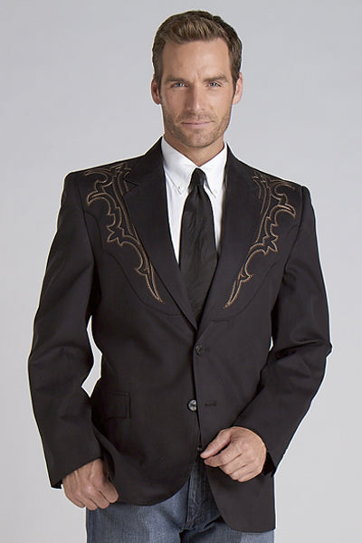 Cripple Creek Mens Galveston Boot-Stich Black 100% Polyester Sport Coat