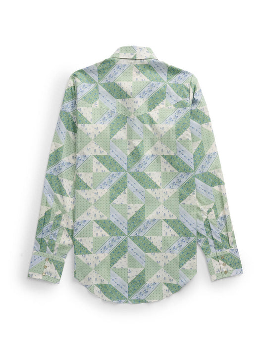 Ely and Walker Womens Granddaddy Quilt Print Sage Brush 100% Cotton L/S Shirt