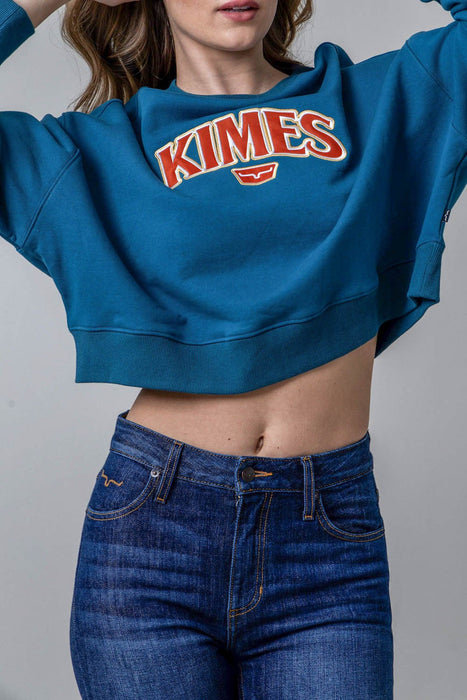 Kimes Ranch Womens Colfax Crew Mid Blue 100% Cotton Sweatshirt