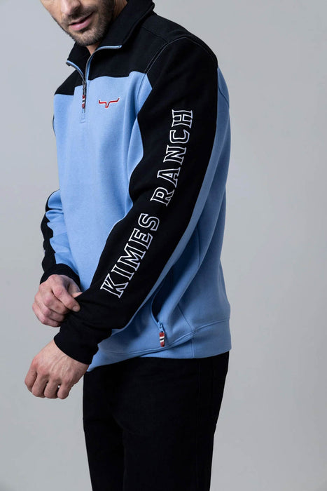 Kimes Ranch Mens Competitor Light Blue Poly/Cotton 1/4 Zip Sweater