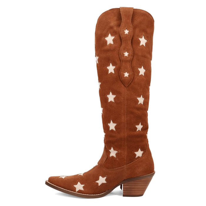 Dingo Womens Super Star Camel Suede Cowboy Boots