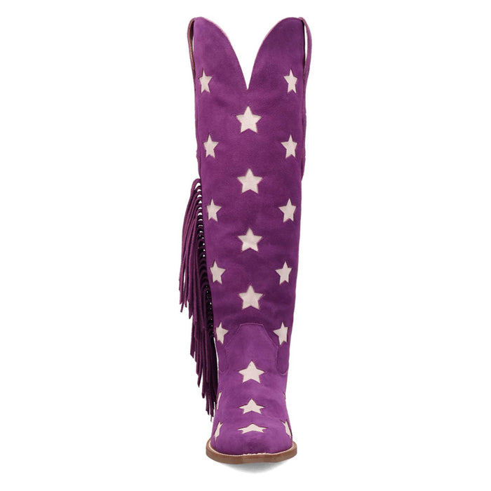 Dingo Womens Super Star Purple Suede Cowboy Boots
