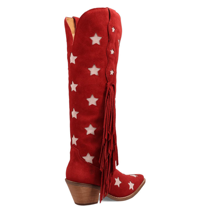 Dingo Womens Super Star Red Suede Cowboy Boots