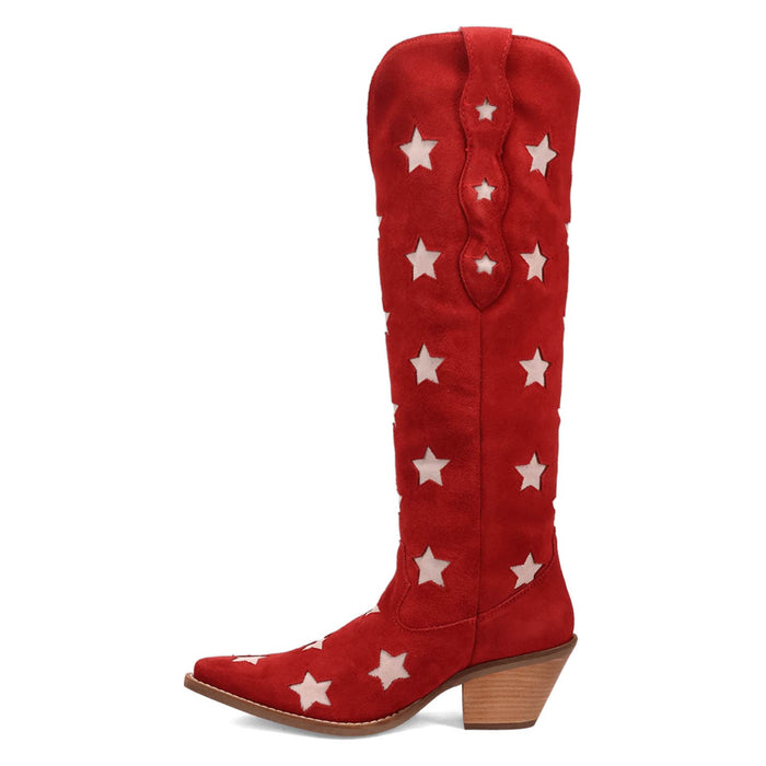 Dingo Womens Super Star Red Suede Cowboy Boots