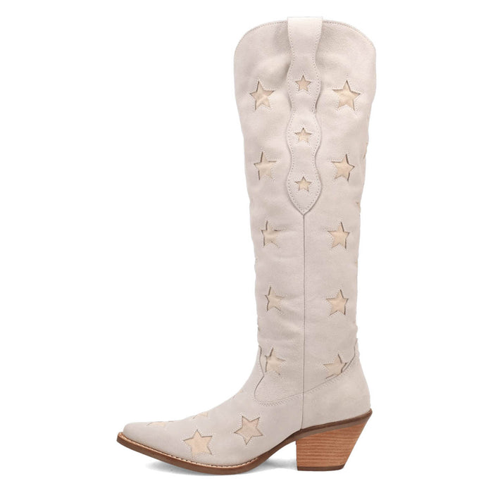 Dingo Womens Super Star White Suede Cowboy Boots