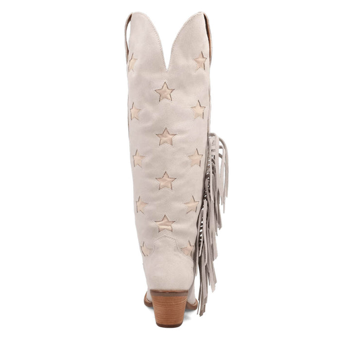 Dingo Womens Super Star White Suede Cowboy Boots