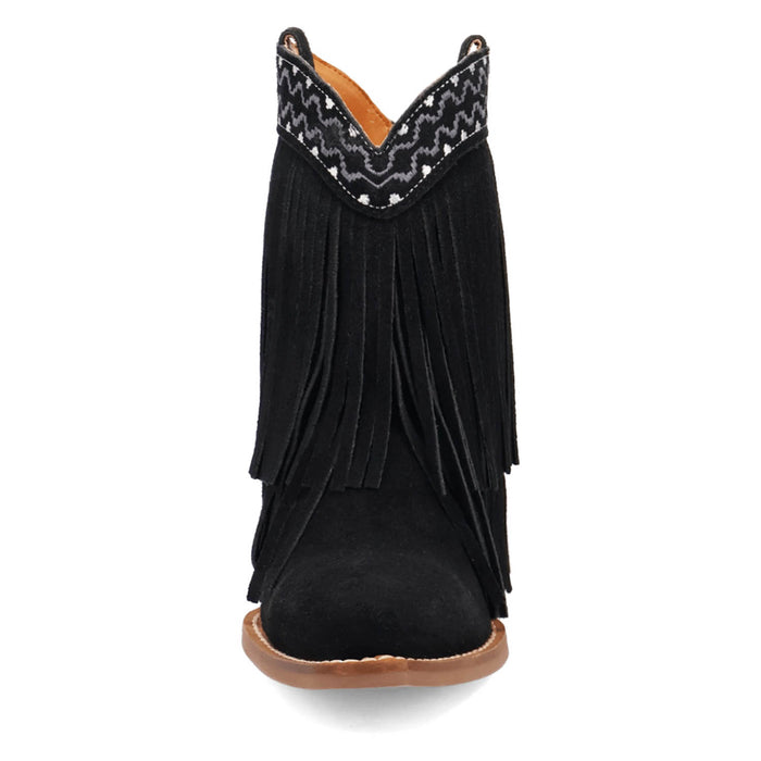 Dingo Womens Tapadero Bootie Black Suede Cowboy Boots