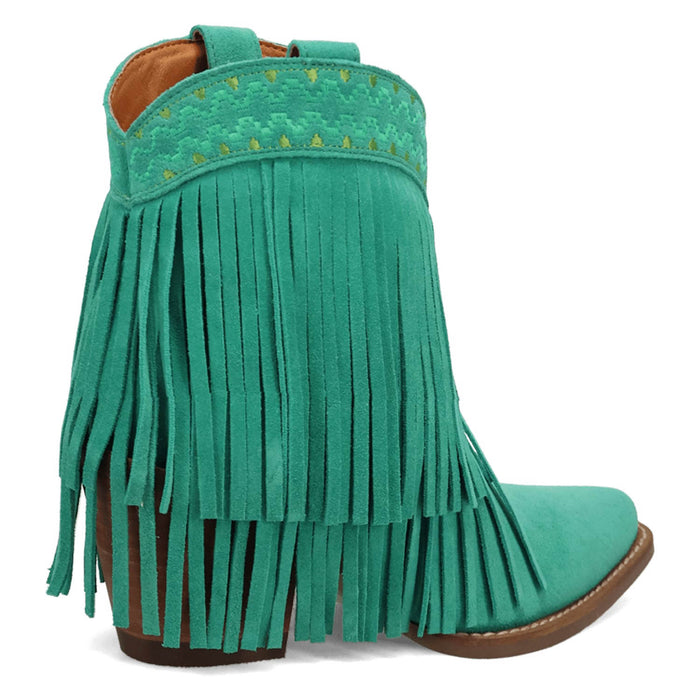 Dingo Womens Tapadero Bootie Green Suede Cowboy Boots