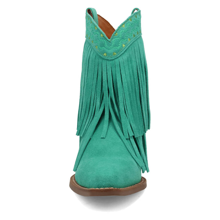 Dingo Womens Tapadero Bootie Green Suede Cowboy Boots