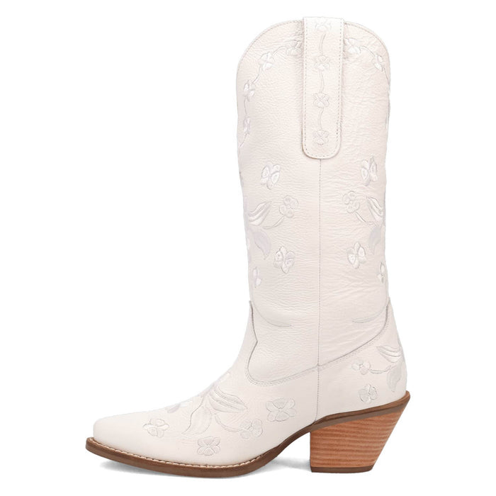 Dingo Womens Love Bug White Leather Cowboy Boots