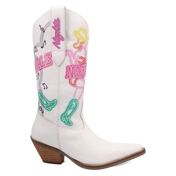 Dingo Womens Nashville Nights White Leather 12in Fashion Boots