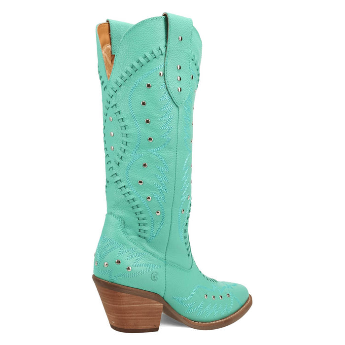 Dingo Womens Pretty N Pink Green Leather Cowboy Boots