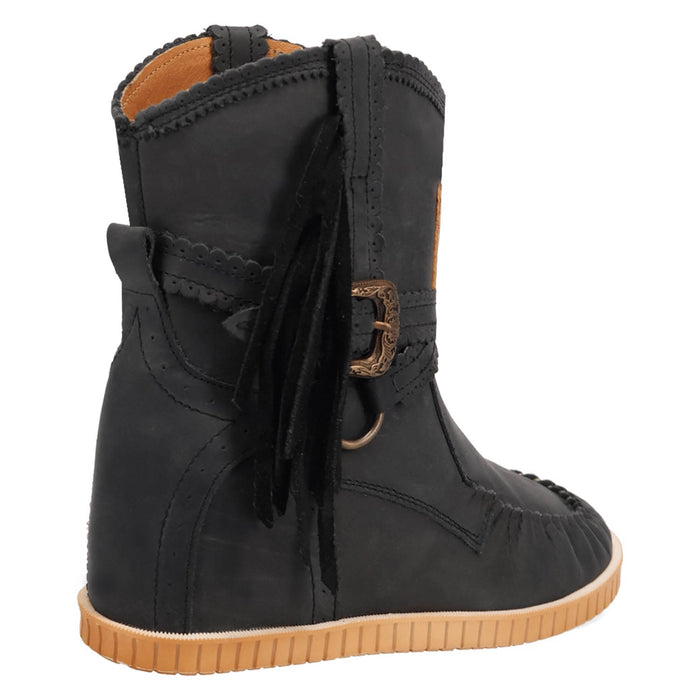 Dingo Womens Montauk Black Leather 9in Moccasin Fashion Boots