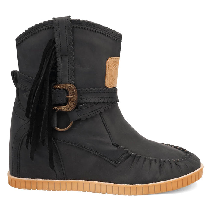 Dingo Womens Montauk Black Leather 9in Moccasin Fashion Boots