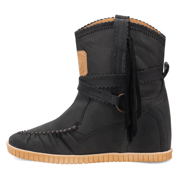 Dingo Womens Montauk Black Leather 9in Moccasin Fashion Boots