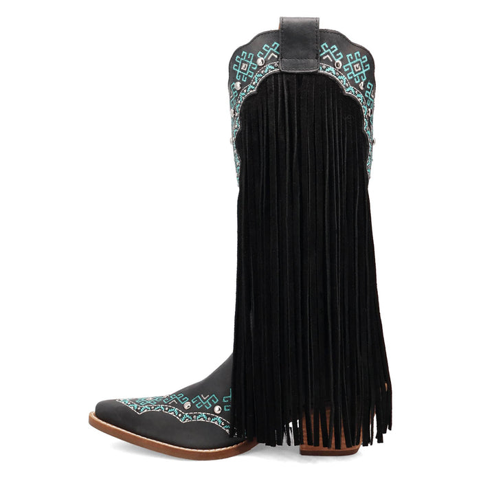 Dingo Womens Tequila Sunrise Black Suede Cowboy Boots