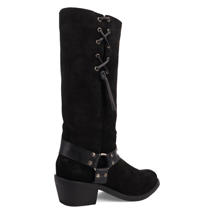 Dingo Mens Bronco Black Suede 15in Harness Cowboy Boots