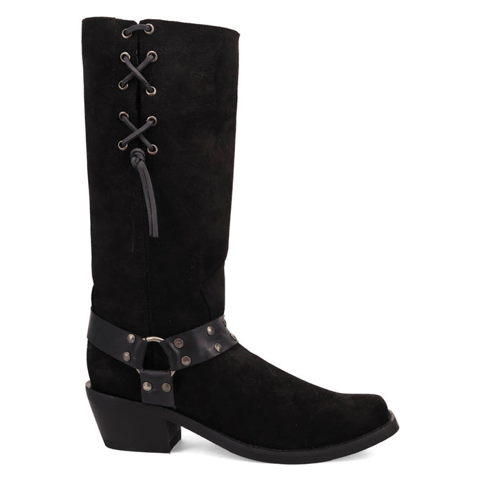 Dingo Mens Bronco Black Suede 15in Harness Cowboy Boots