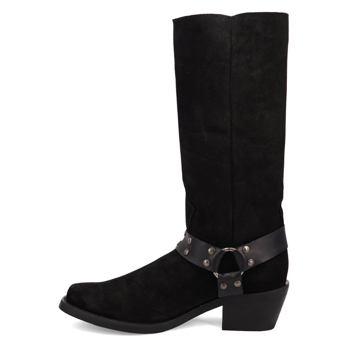 Dingo Mens Bronco Black Suede 15in Harness Cowboy Boots