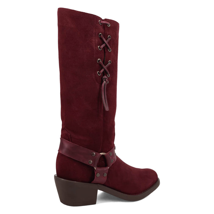 Dingo Mens Bronco Burgundy Suede 15in Harness Cowboy Boots