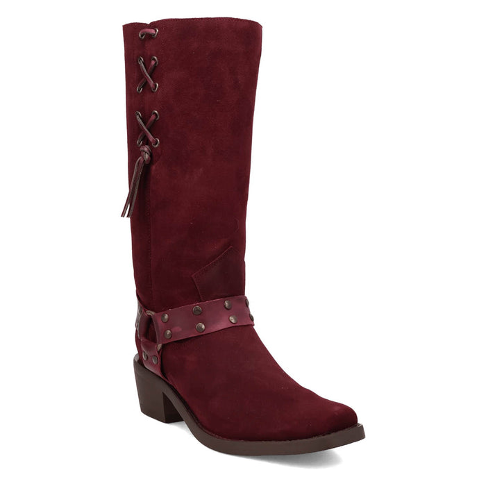 Dingo Mens Bronco Burgundy Suede 15in Harness Cowboy Boots