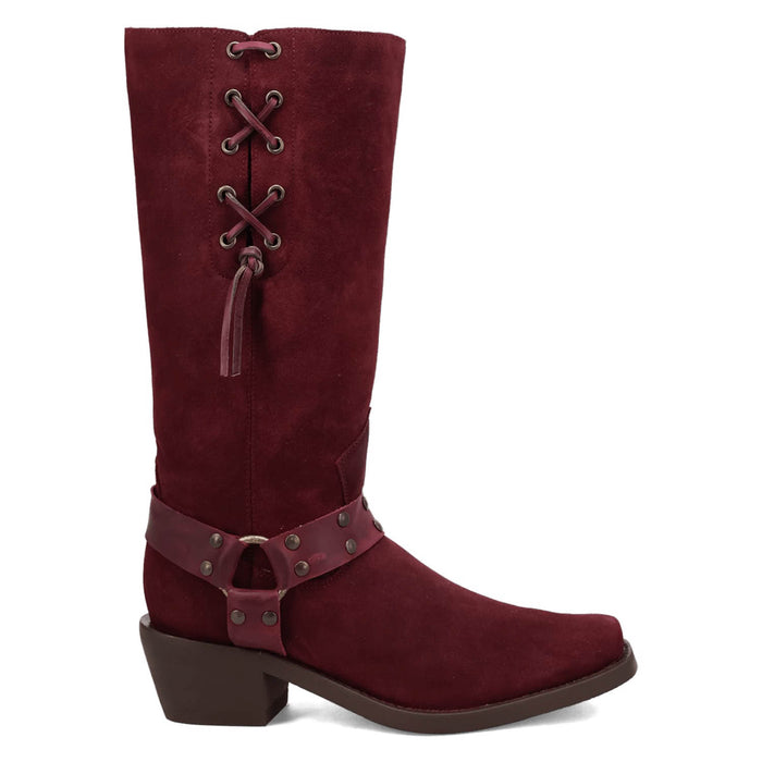 Dingo Mens Bronco Burgundy Suede 15in Harness Cowboy Boots