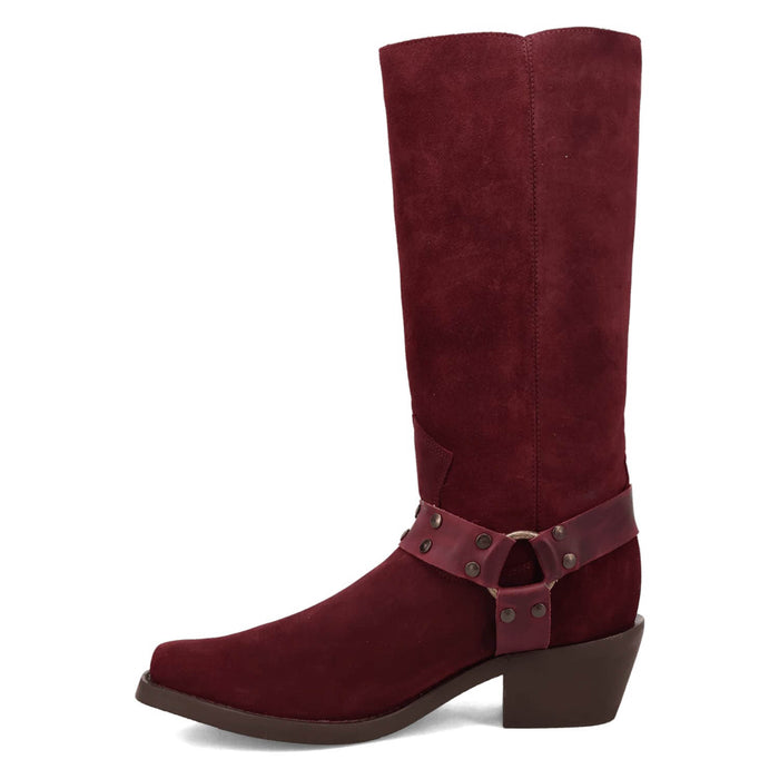 Dingo Mens Bronco Burgundy Suede 15in Harness Cowboy Boots