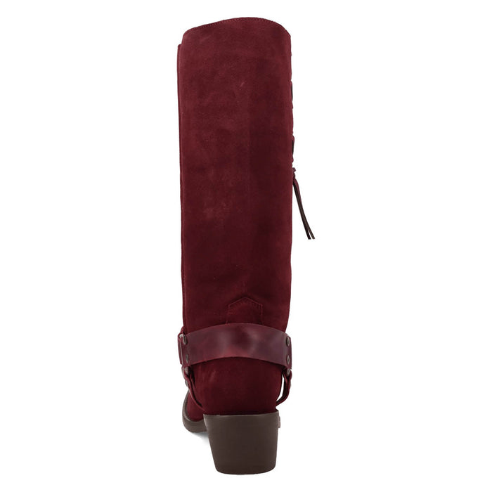 Dingo Mens Bronco Burgundy Suede 15in Harness Cowboy Boots