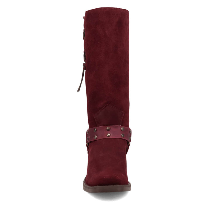 Dingo Mens Bronco Burgundy Suede 15in Harness Cowboy Boots