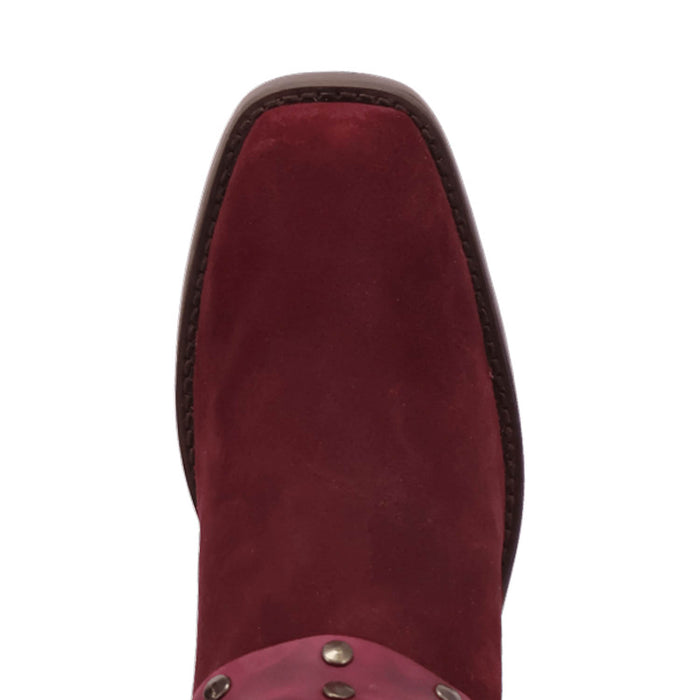 Dingo Mens Bronco Burgundy Suede 15in Harness Cowboy Boots