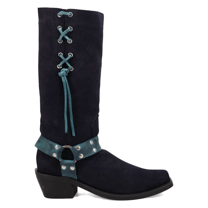 Dingo Mens Bronco Navy Suede 15in Harness Cowboy Boots