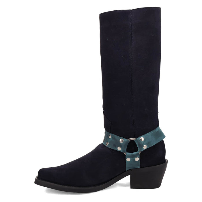 Dingo Mens Bronco Navy Suede 15in Harness Cowboy Boots