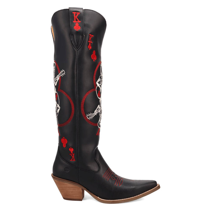Dingo Womens King Of Clubs Black Leather 16in Cowgirl Cowboy Boots