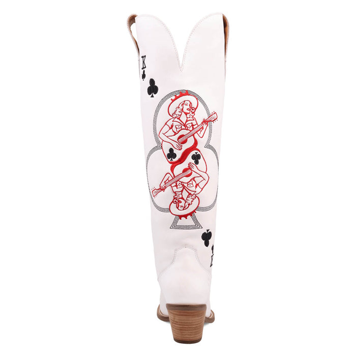 Dingo Womens King Of Clubs White Leather 16in Cowgirl Cowboy Boots
