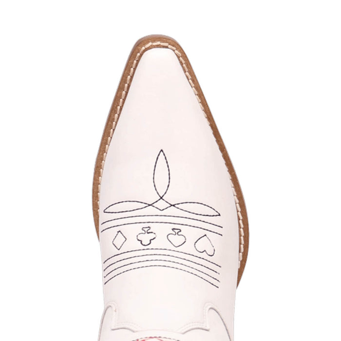 Dingo Womens King Of Clubs White Leather 16in Cowgirl Cowboy Boots