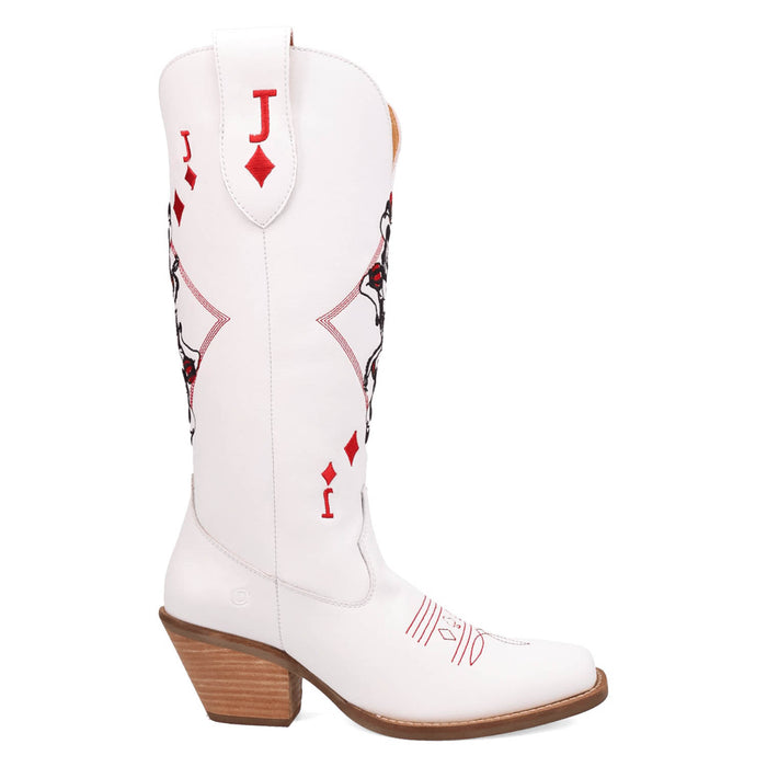Dingo Womens Jack Of Diamonds White Leather Cowboy Boots