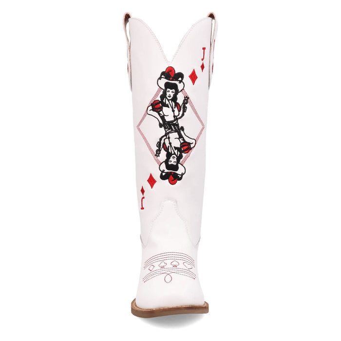 Dingo Womens Jack Of Diamonds White Leather Cowboy Boots